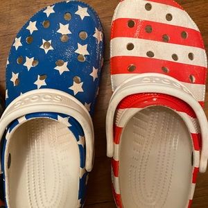 American Flag Crocs WORN W8